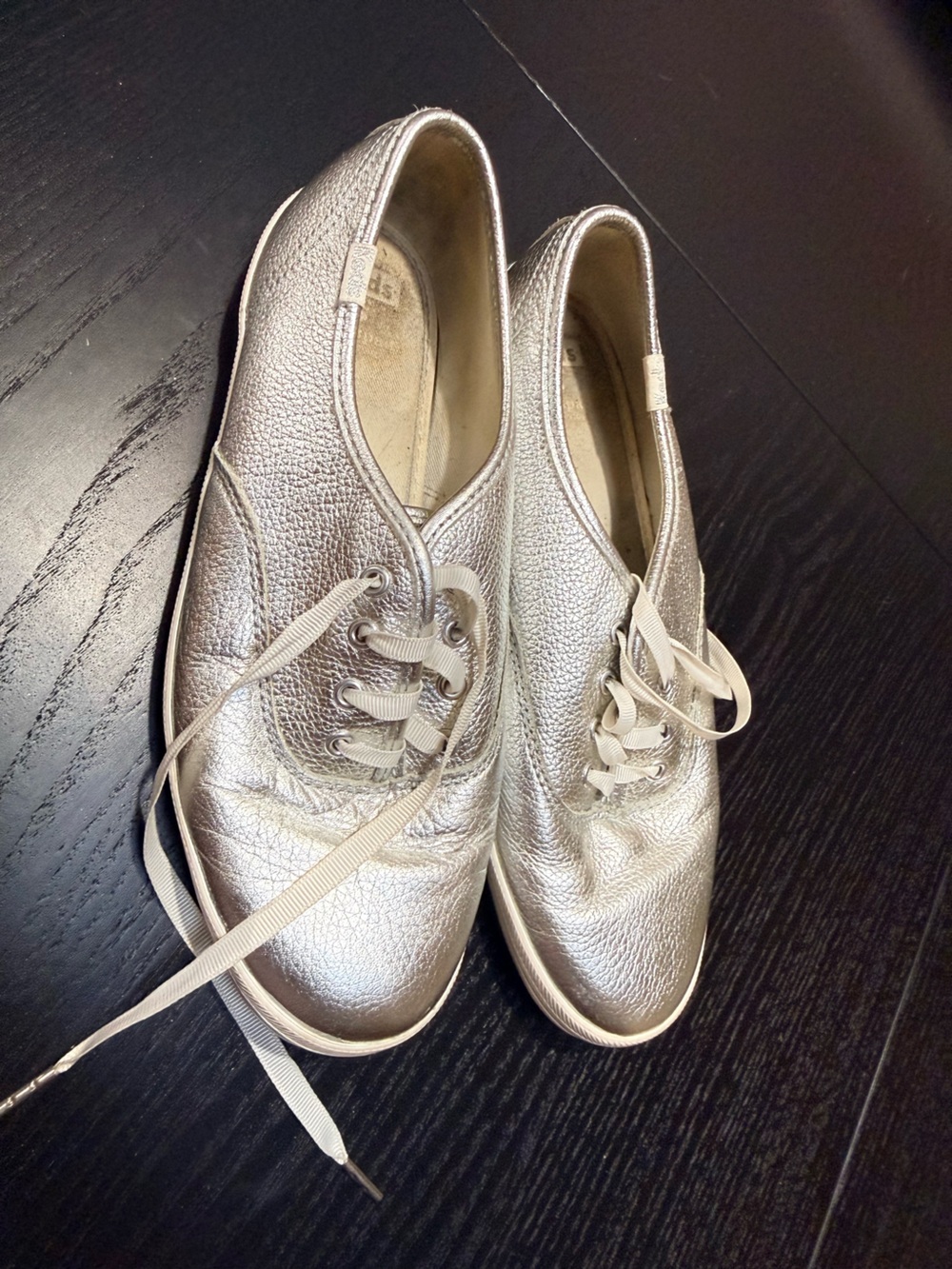 kate spade Keds Collab Metallic Silver Lace-Up Sneakers